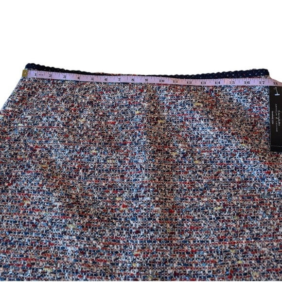 Tahari A Line Tweed Multi Color Metallic Ribbon Trim Waist Mini Skirt Size 16 - Picture 4 of 14